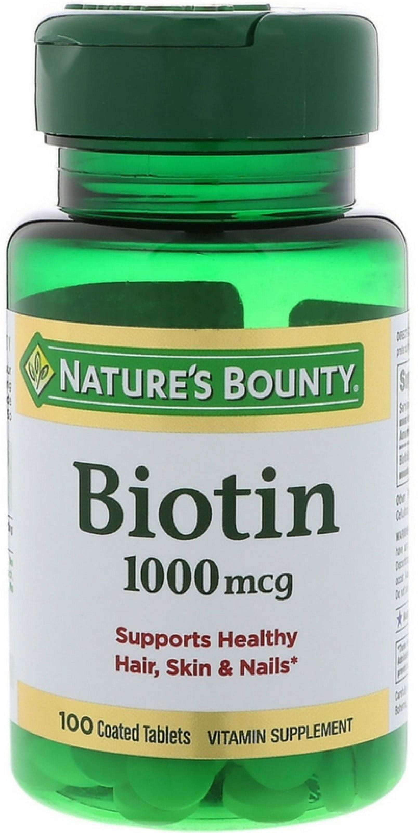 Nature's Bounty Biotin 1000 mcg Vitamin Supplement Tablets 100 Each - (Pack of 2)