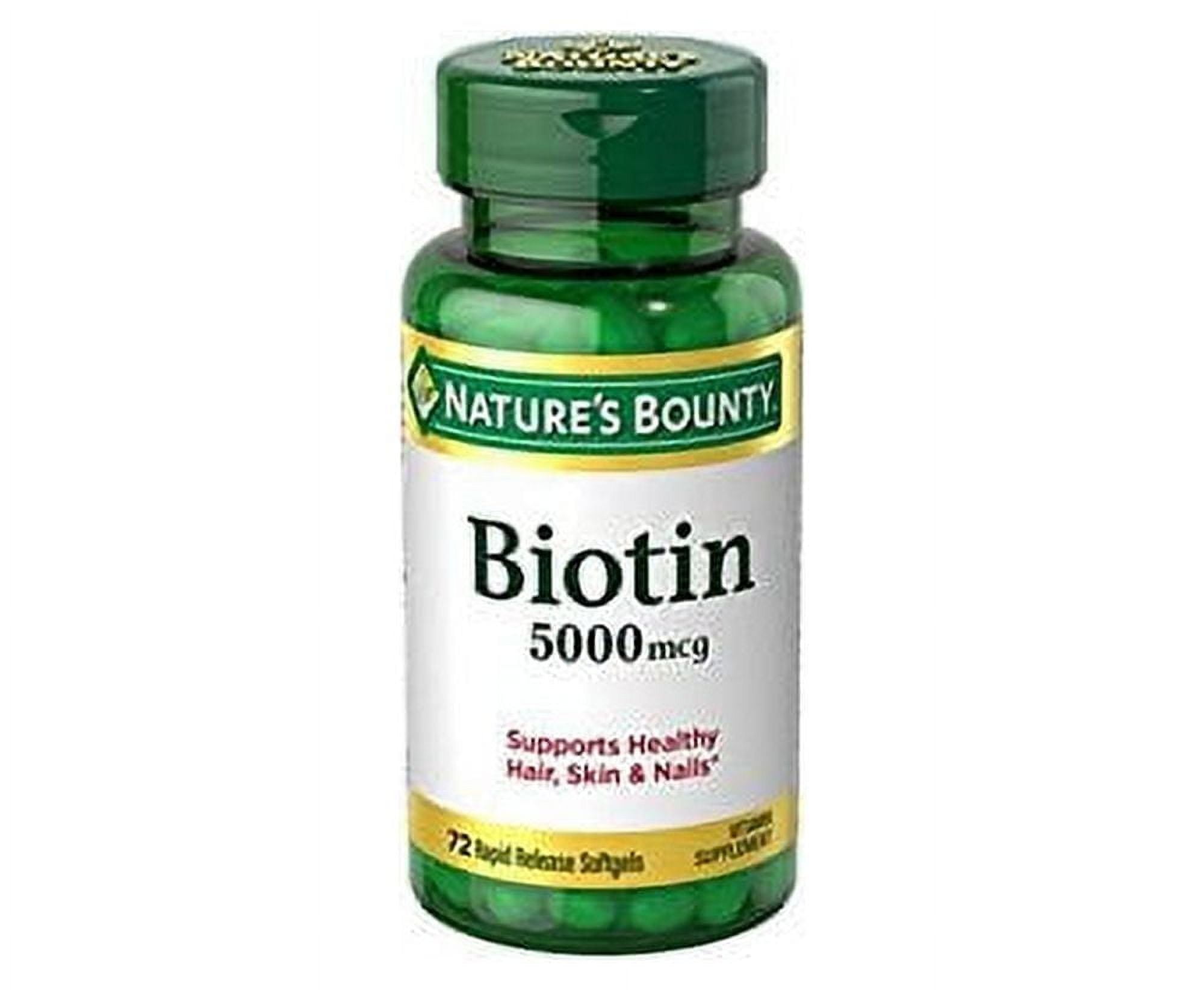Nature's Bounty Biotin Rapid Release Softgels, 5000, Original, 72 Ct (2 pack) (Bundle)
