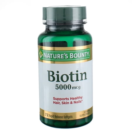 Nature's Bounty Biotin Rapid Release Softgels, 5000, Original, 72 Ct (4 pack) (Bundle)