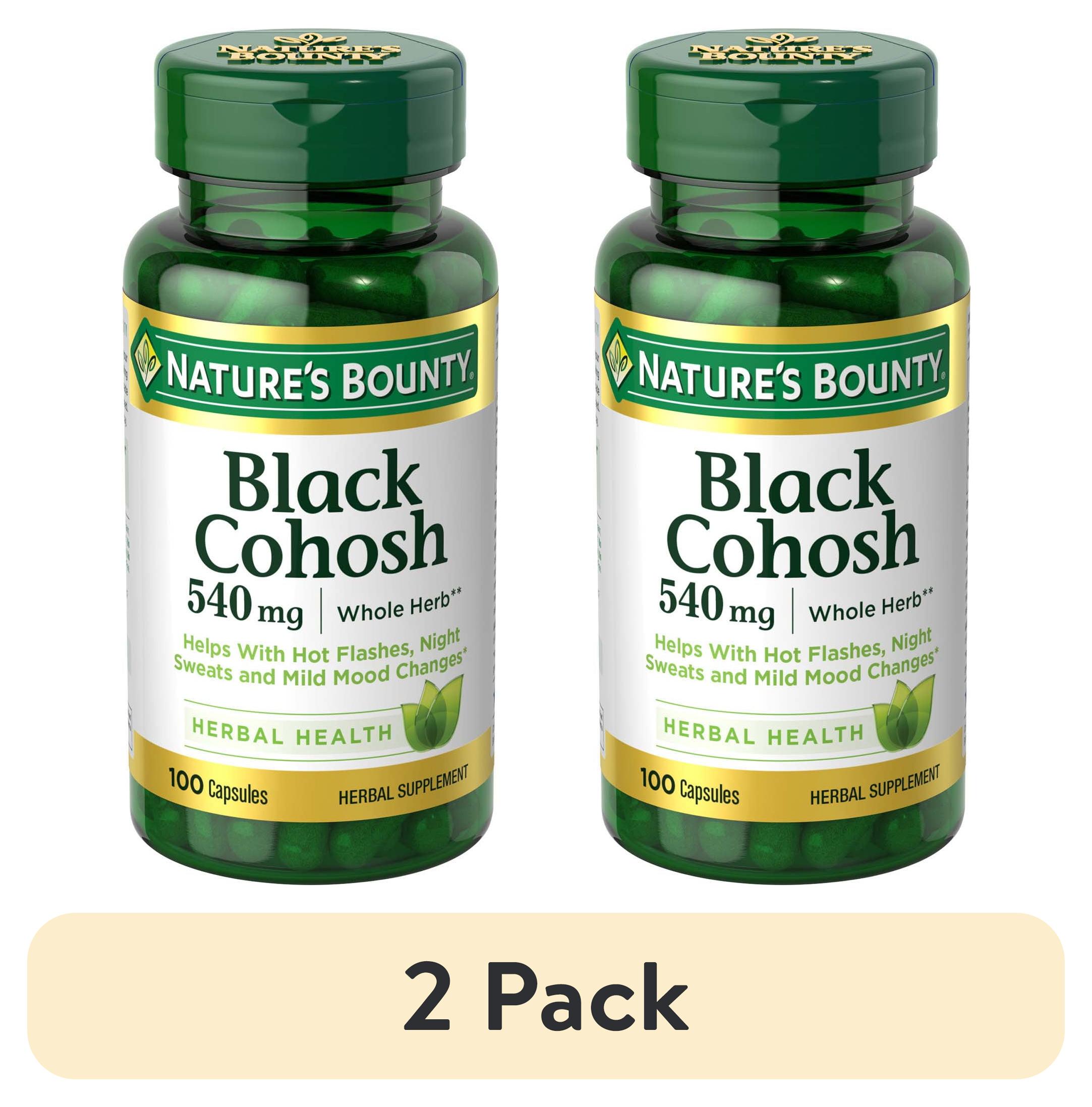 (2 pack) Nature's Bounty Black Cohosh Capsules, Mood, Hot Flash, and ...