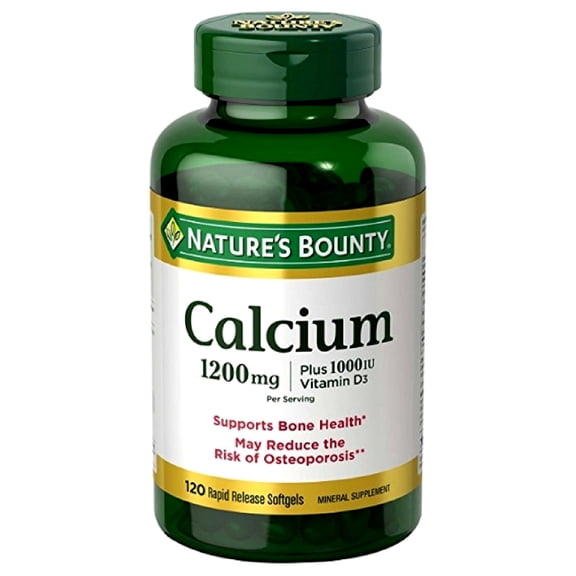 Nature's Bounty Calcium 1200mg + D Softgels 120 ea (Pack of 4)