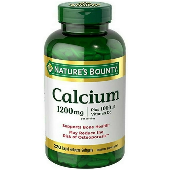 Nature's Bounty Calcium 1200mg Plus 1000IU Vitamin D3, Softgels 220 ea (Pack of 2)