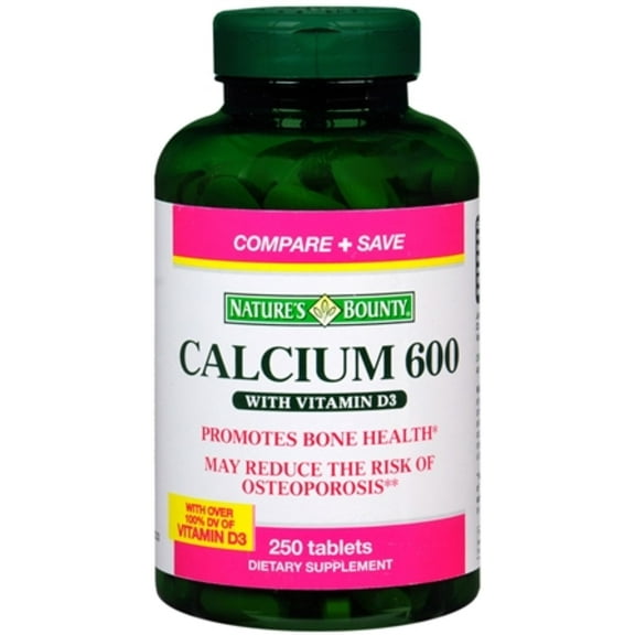 Nature's Bounty Calcium 600 With Vitamin D3 Tablets 250 Tablets