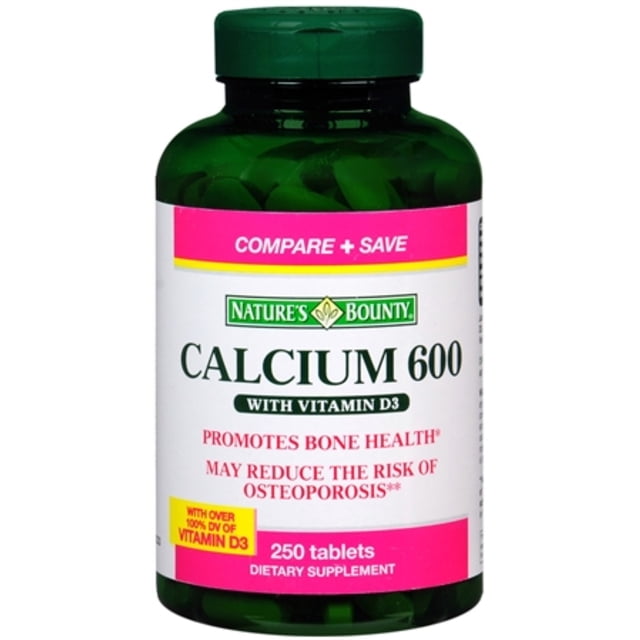 Nature's Bounty Calcium 600 With Vitamin D3 Tablets 250 Tablets ...
