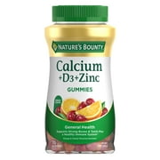 Nature s Bounty Calcium + D3 + Zinc Immune Support Gummies, 500mg, Orange & Cherry Flavor, 70 Count
