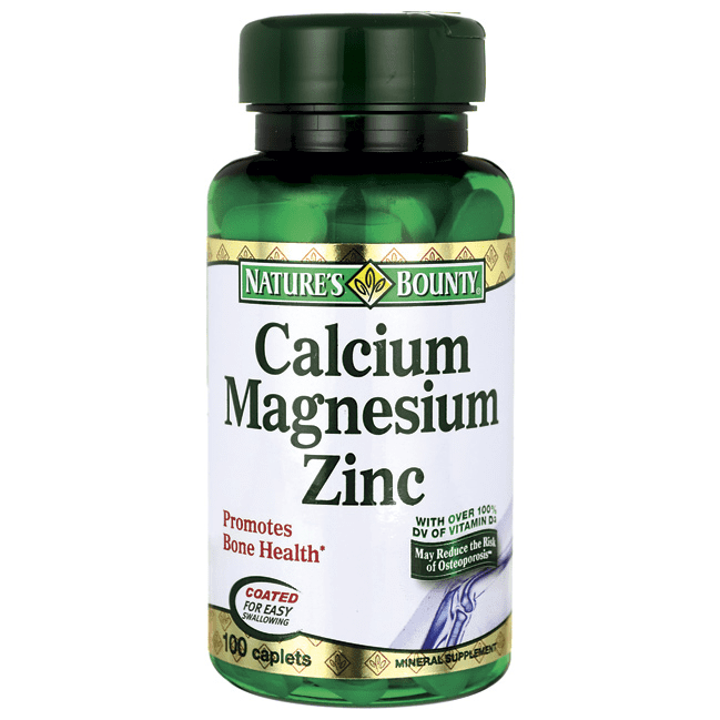 Nature's Bounty Calcium, Magnesium, Zinc Coated Caps for Bone Health, 100 Ct