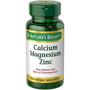 Natures Bounty Calcium, Magnesium, Zinc Coated Caps for Bone Health, 100 Ct