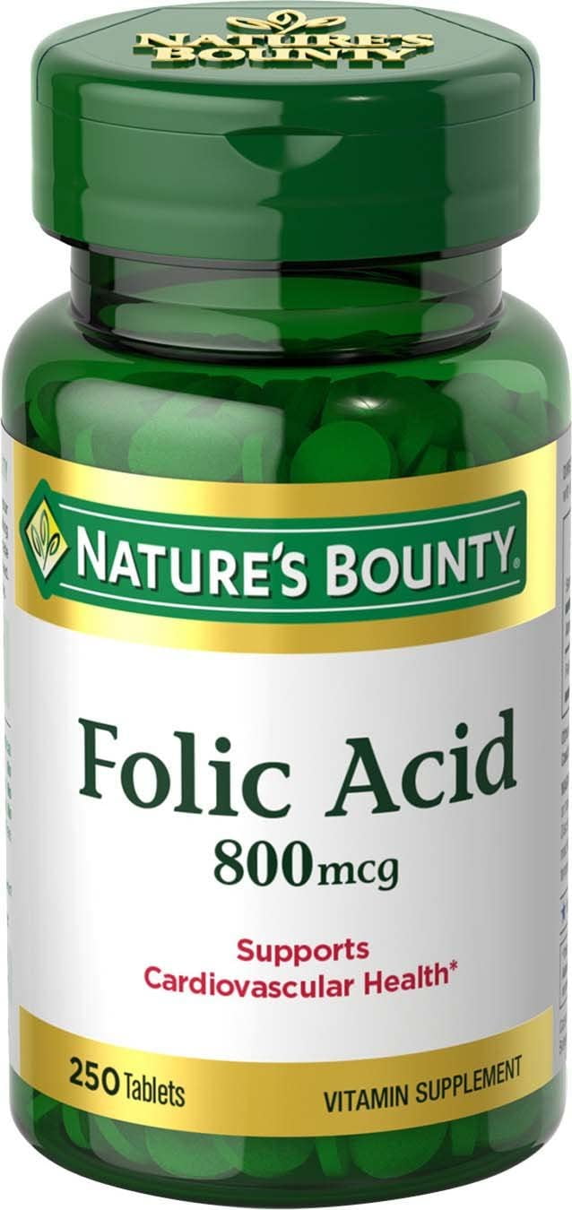 Nature's Bounty Cardiovascular Health Folic Acid, 800 mcg, 250 Ct