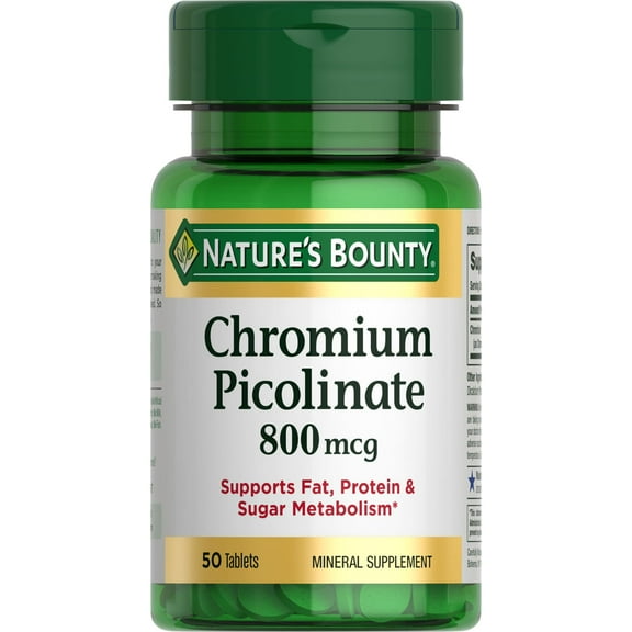Nature's Bounty Chromium Picolinate Tablets, 800 mcg, 50 Ct