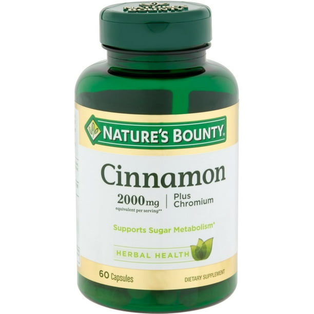Nature's Bounty Cinnamon 2000mg Plus Chromium, Dietary Supplement Capsules 60 ea, 3Pack