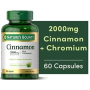 Nature's Bounty Cinnamon 2000mg Plus Chromium Capsules, Blood Sugar Metabolism Support, Herbal Health Supplement, 60 Count
