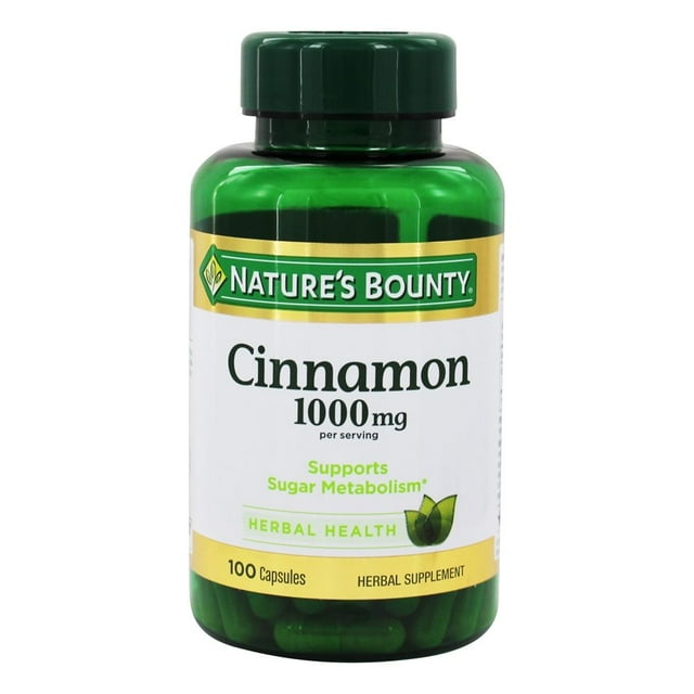 Nature's Bounty Cinnamon Supplement, Supports Sugar Metabolism, 100 Ct
