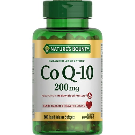 Nature's Bounty CoQ10 200 mg Rapid Release Softgels for Heart Health Support, 80 Ct