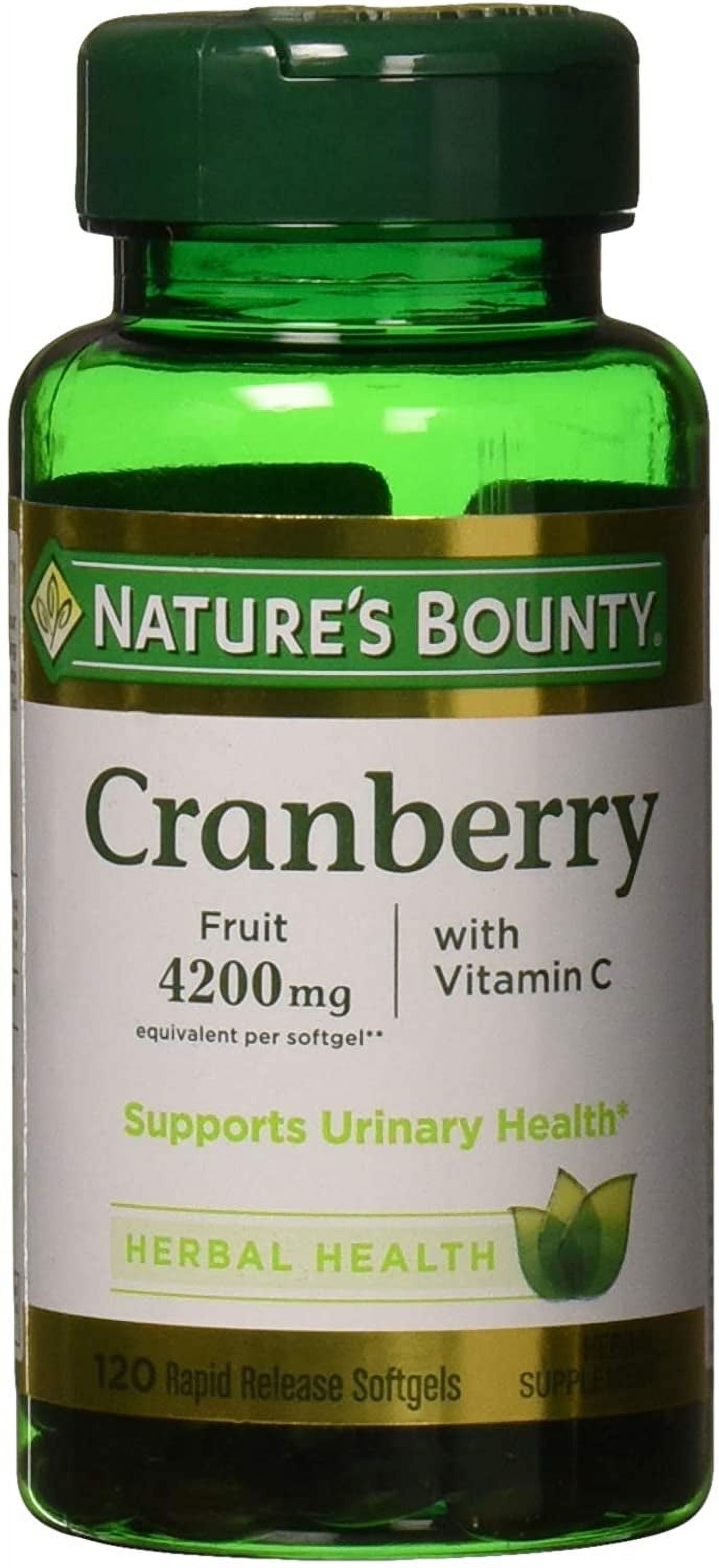Nature's Bounty Cranberry Fruit 4200 mg, Plus Vitamin C Softgels, 120 ea (Pack of 6)