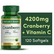 Nature’s Bounty Cranberry with Vitamin C, 120 Softgel Pills, 4200 mg Equivalent, Urinary Tract Health & Immune Support, Herbal Health