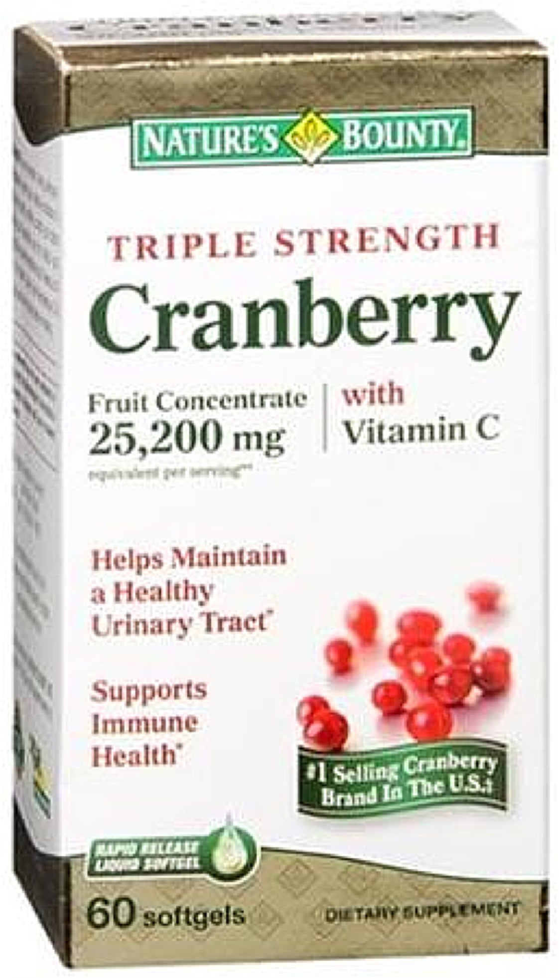 Nature's Bounty Cranberry Softgels Triple Strength 60 Soft Gels (Pack of 6)