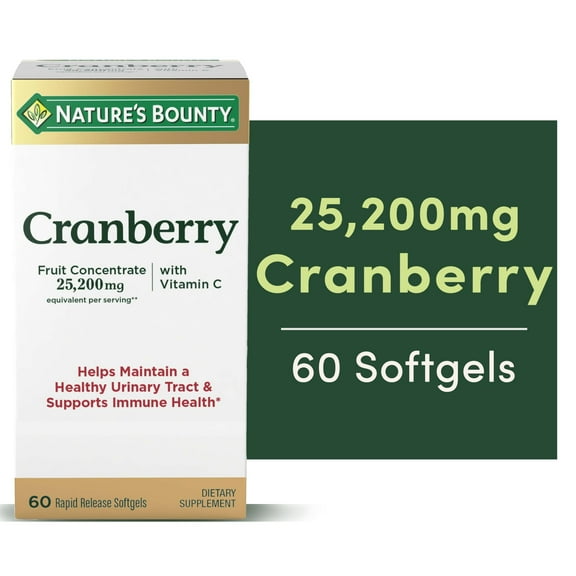 Nature's Bounty Cranberry with Vitamin C Softgels, 25,200 Mg, 60 Ct