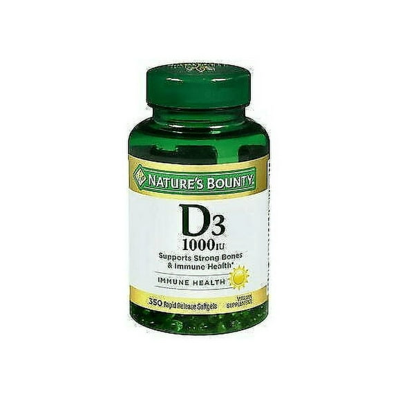Nature's Bounty D3 Vitamin Supplement Softgels - 350 ct, Pack of 5