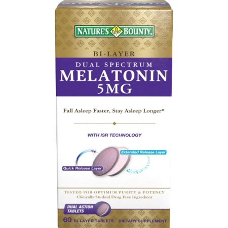 Nature's Bounty Dual Spectrum Melatonin 5mg Sleep Fast & Long, 60ct, 4-Pack