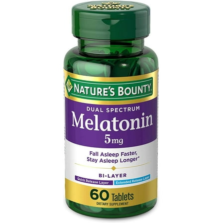 Nature's Bounty Dual Spectrum Melatonin Sleep Faster & Longer 5 Mg, 60 Ct