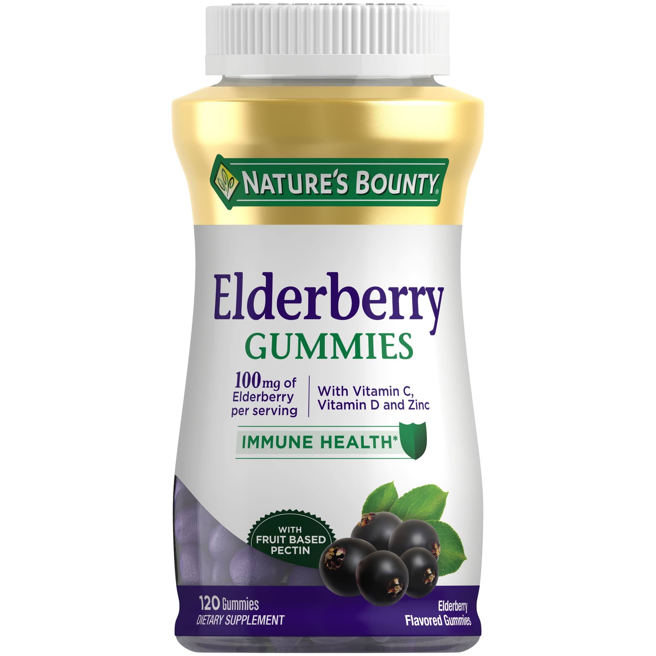 Nature's Bounty Elderberry Immune Support Gummies, 100 Mg, 120 Count