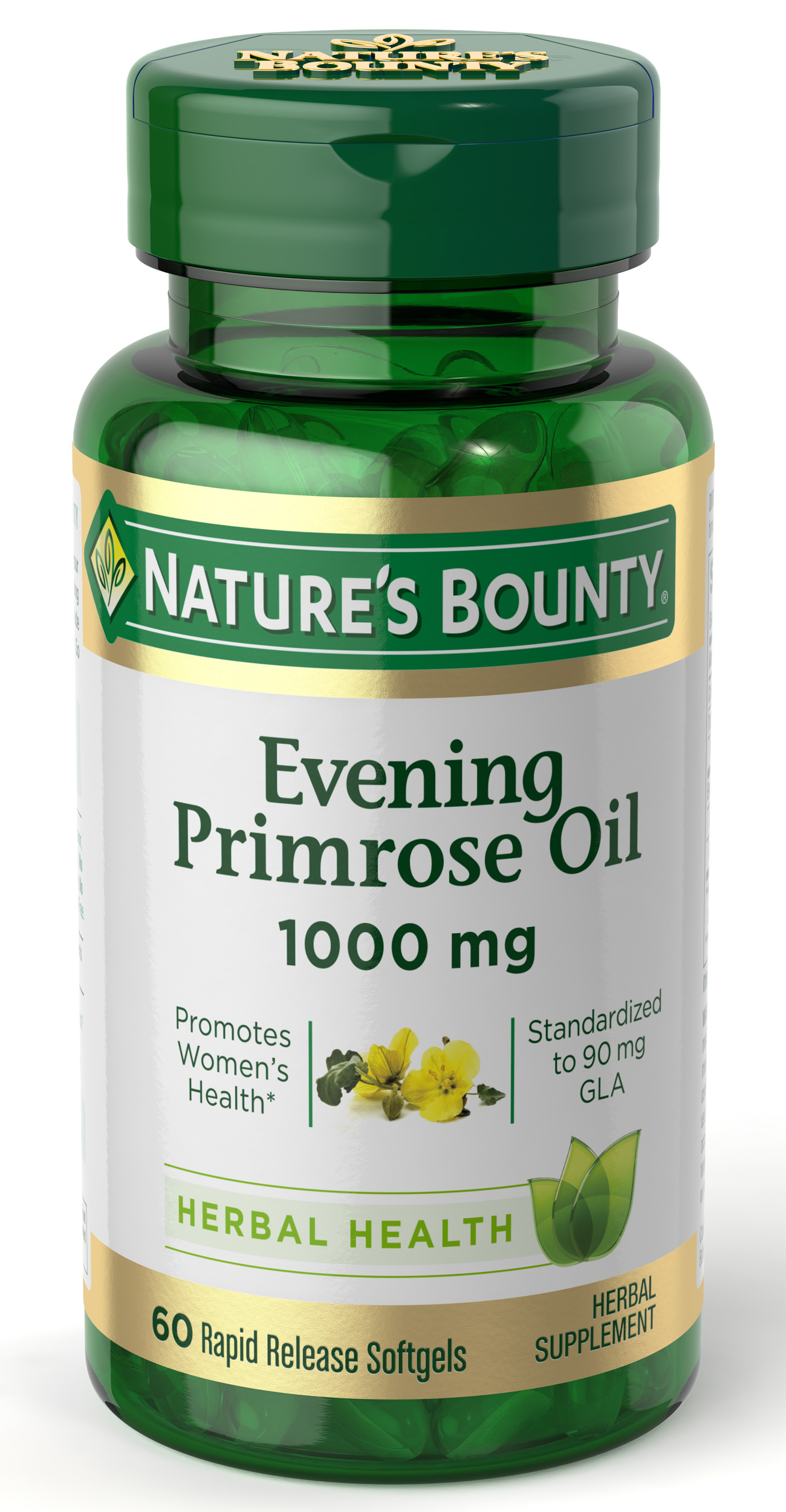 Nature's Bounty Evening Primrose Oil Softgels, Herbal Supplement, 1000 Mg, 60 Ct - image 1 of 8