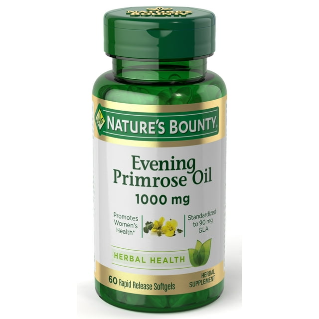 Nature's Bounty Evening Primrose Oil Softgels, Herbal Supplement, 1000 Mg, 60 Ct