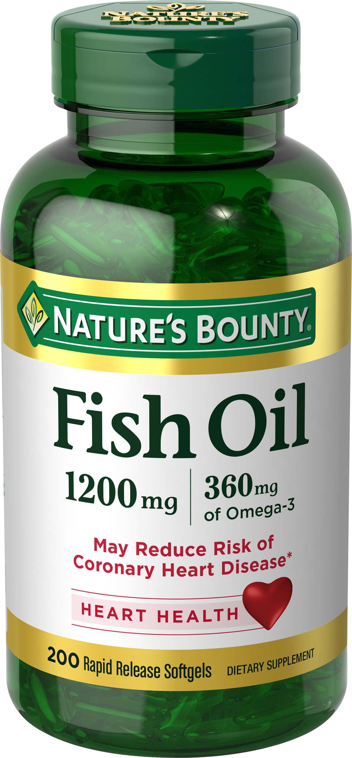 Nature's Bounty Fish Oil 1200mg Omega3, 200 Rapid Release Softgel