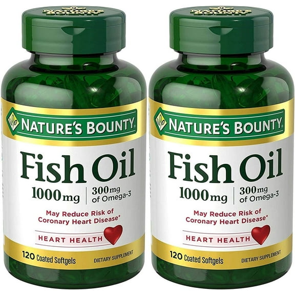 Nature's Bounty Fish Oil (Odorless) 1000 Mg, 240 Softgels (2 X 120 Count Bottles)