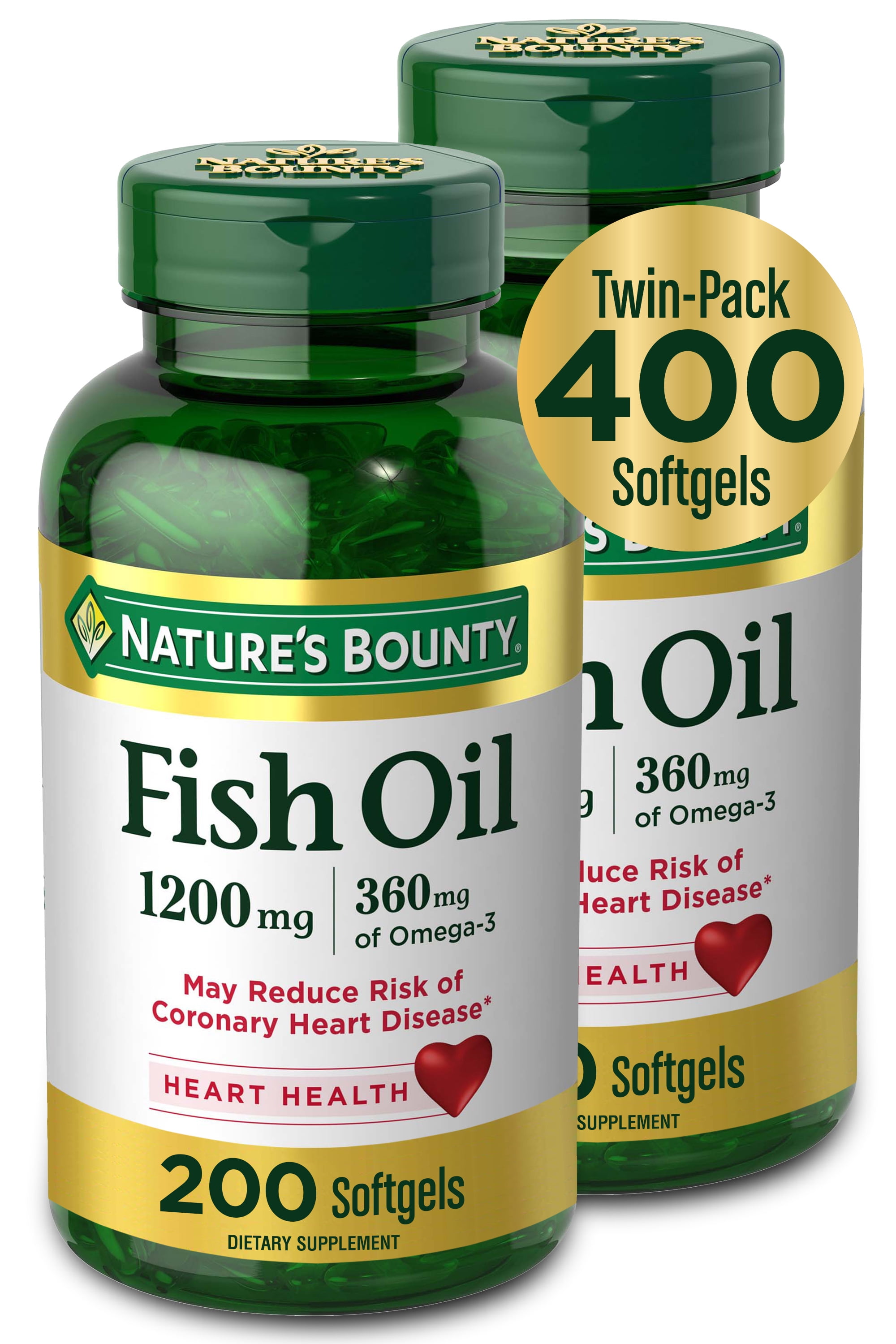 Nature's Bounty Fish Oil 1200 mg Rapid Release Liquid Softgels Twinpack