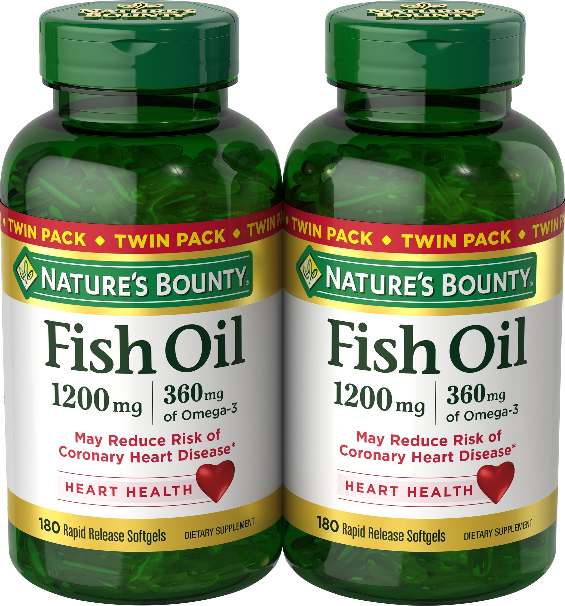  Nature's Bounty Fish Oil, Supports Heart Health, Dietary  Supplement, 300mg Omega-3, 120 Coated Softgels : Health & Household