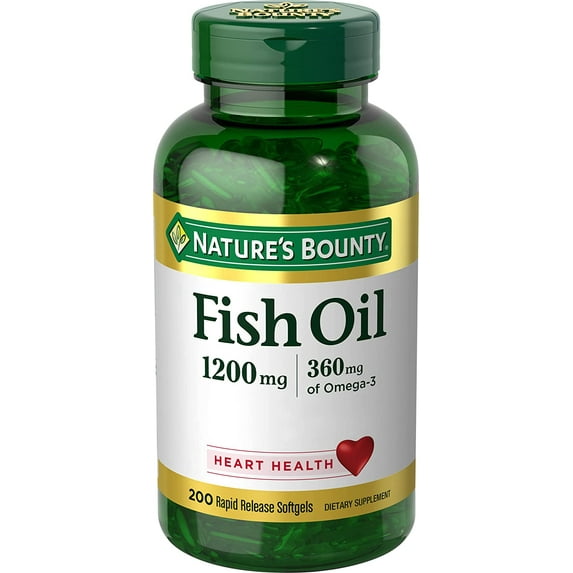 Nature's Bounty Fish Oil, Supports Heart Health, 1200 Mg, 360 Mg Omega-3, Rapid Release Softgels, 200 Ct