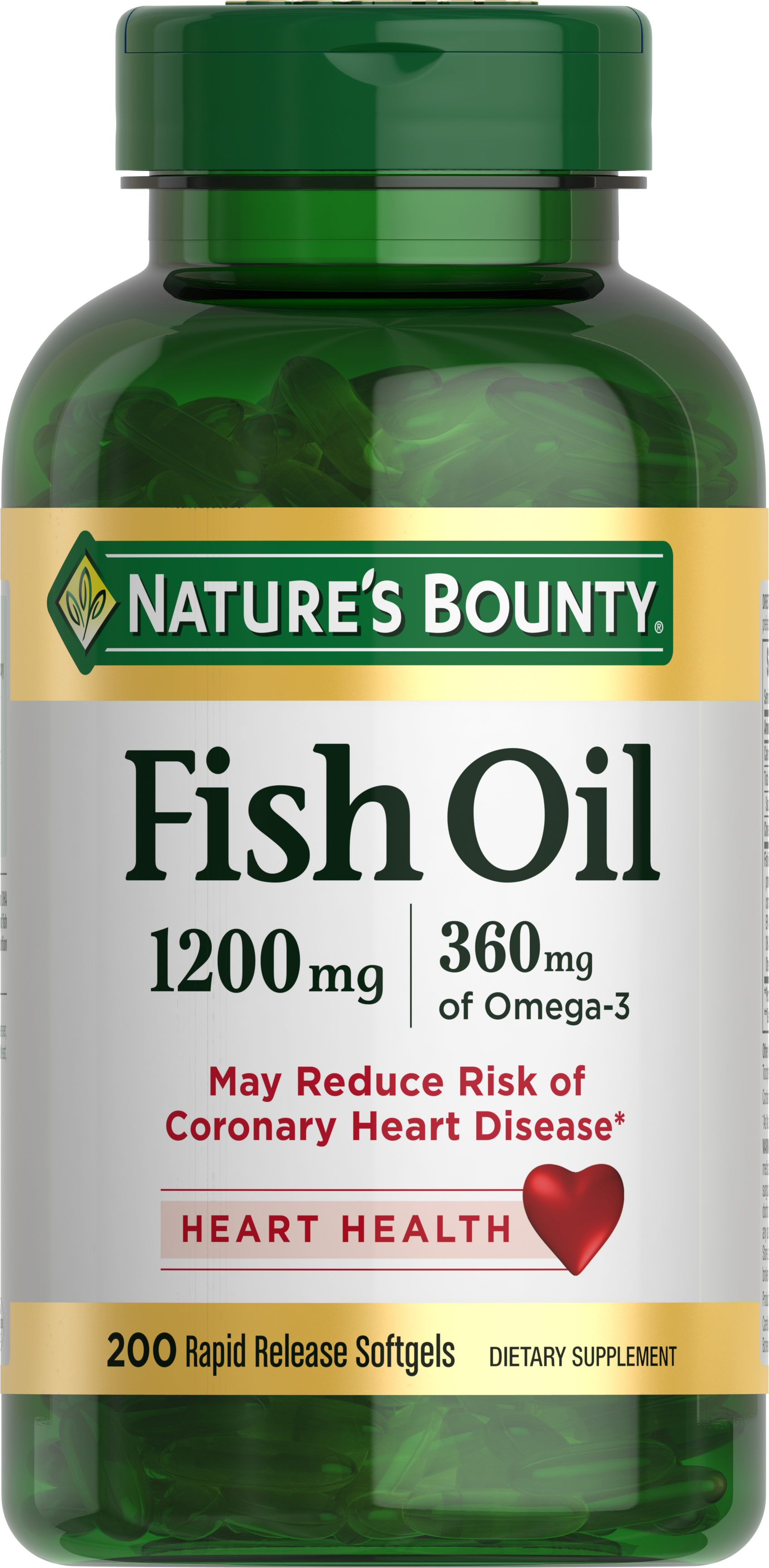 Nature's Bounty Fish Oil With Omega 3 Softgels, 1200 Mg, 200 Ct - image 1 of 8