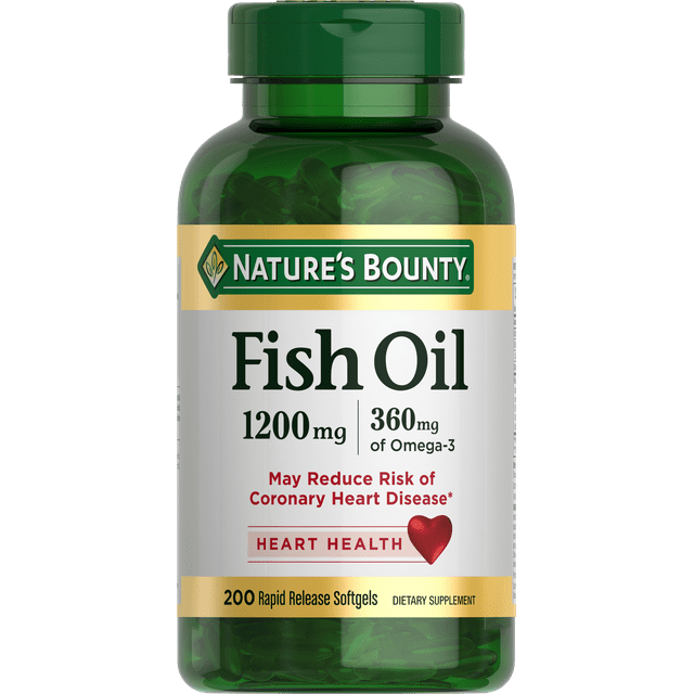 Nature's Bounty Fish Oil With Omega 3 Softgels, 1200 Mg, 200 Ct