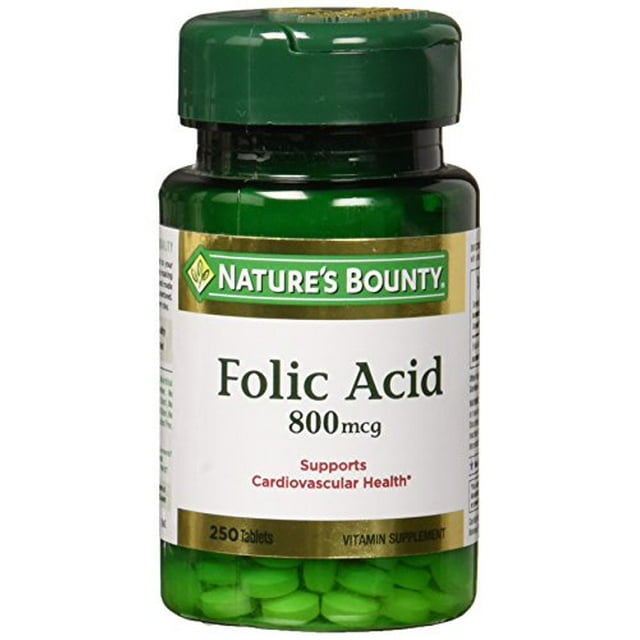 Nature's Bounty Folic Acid 800 mcg Tablets Maximum Strength 250 ea ...