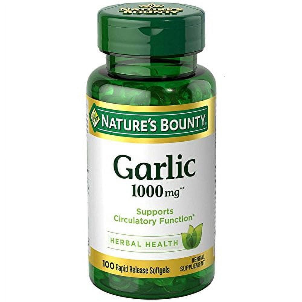 Nature's Bounty Herbal Health Odorless Garlic Extract Rapid Release Softgels, 1000 mg, 100 Ct