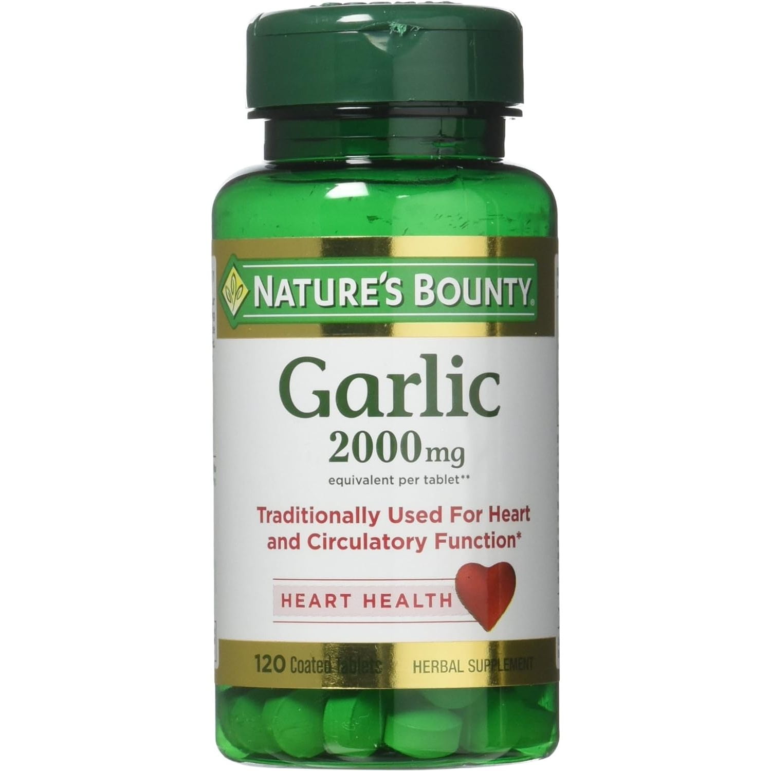 Nature's Bounty Garlic, 2000mg, 120 Coated Tablets (Pack of 2), 2 Bottles Each of 120 Tablets