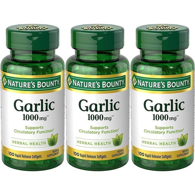 Natureâ€™s Bounty Garlic Extract Supplement, Supports Circulatory Function, 1000 mg Rapid