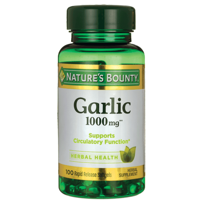 Natures Bounty Garlic 1000 mg Softgels, Heart & Circulatory Health Support, Herbal Health, 100 Count