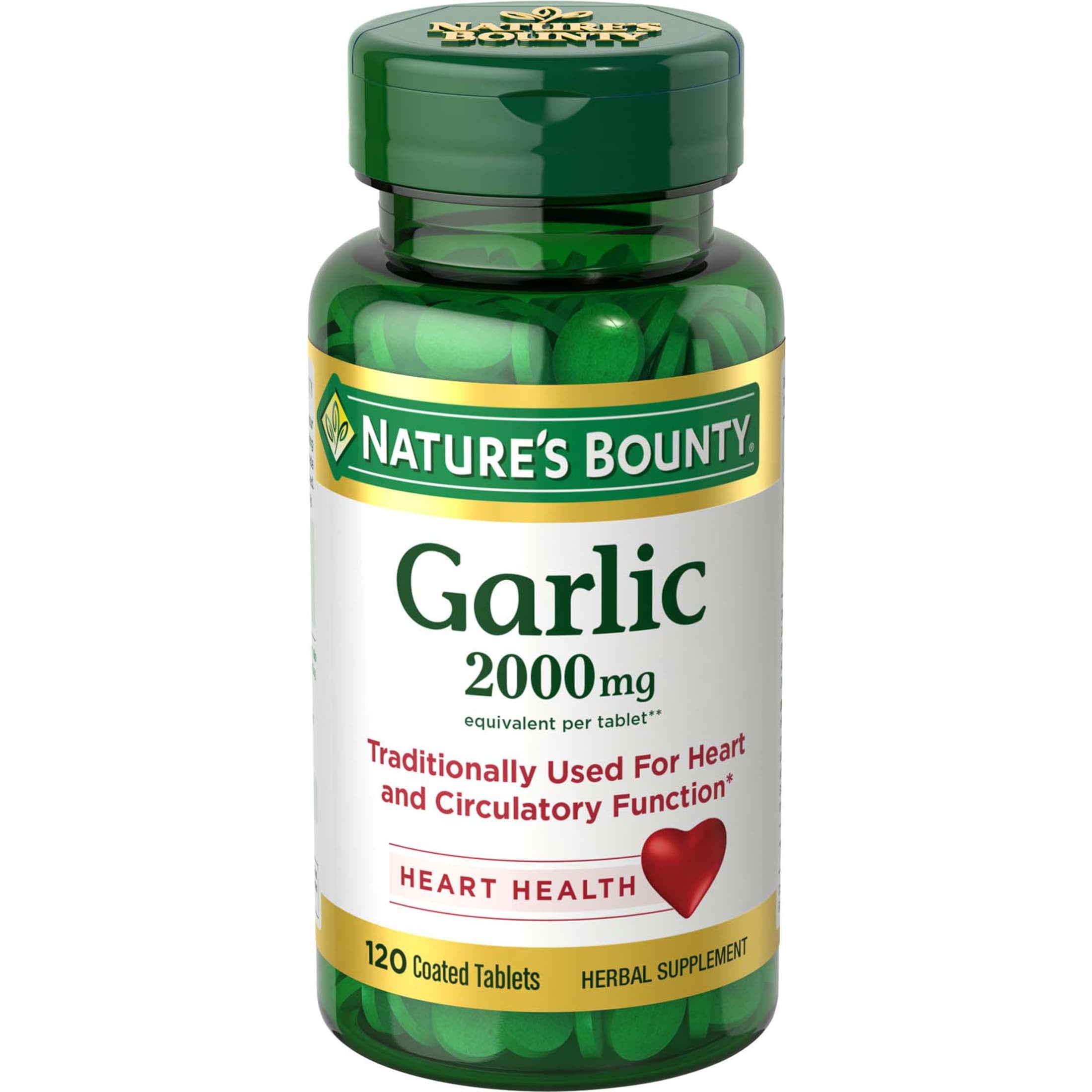 Nature's Bounty Garlic Tablets, Heart Health, 2000 Mg, 120 Ct