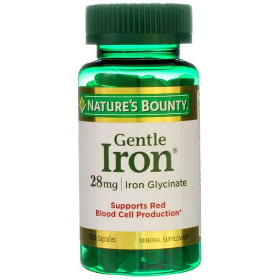 Nature's Bounty Gentle Iron 28 mg 90 Capsules (Pack of 3)