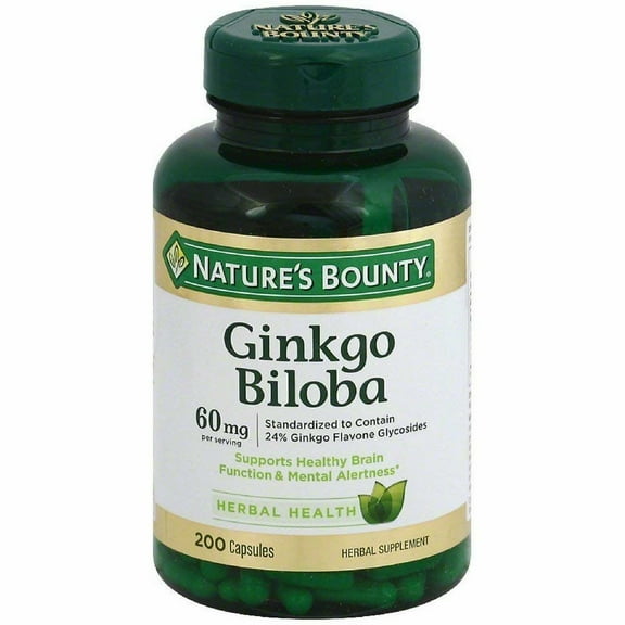 Nature's Bounty Ginkgo Biloba 60Mg Capsules 200 Ea, 3-Pack