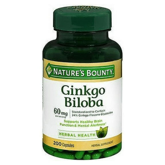 Nature's Bounty Ginkgo Biloba 60Mg Capsules 200 Ea, 6-Pack