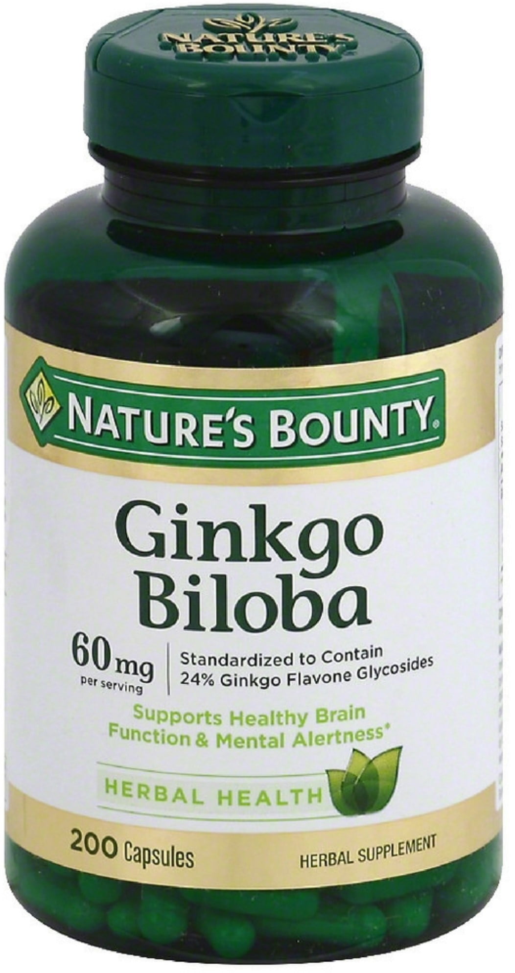 Nature's Bounty Ginkgo Biloba 60mg Capsules 200 ea