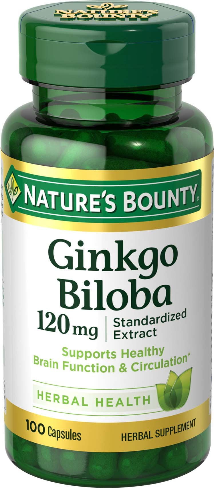 Nature's Bounty Ginkgo Biloba Pills and Herbal Supplement, Supports