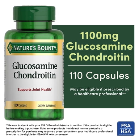 Nature's Bounty Glucosamine Chondroitin, Joint Health & Cartilage Support Supplement, 110 Capsules
