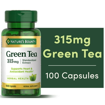 Nature's Bounty Green Tea Extract 315 mg Capsules for Antioxidant Health, 100 Ct