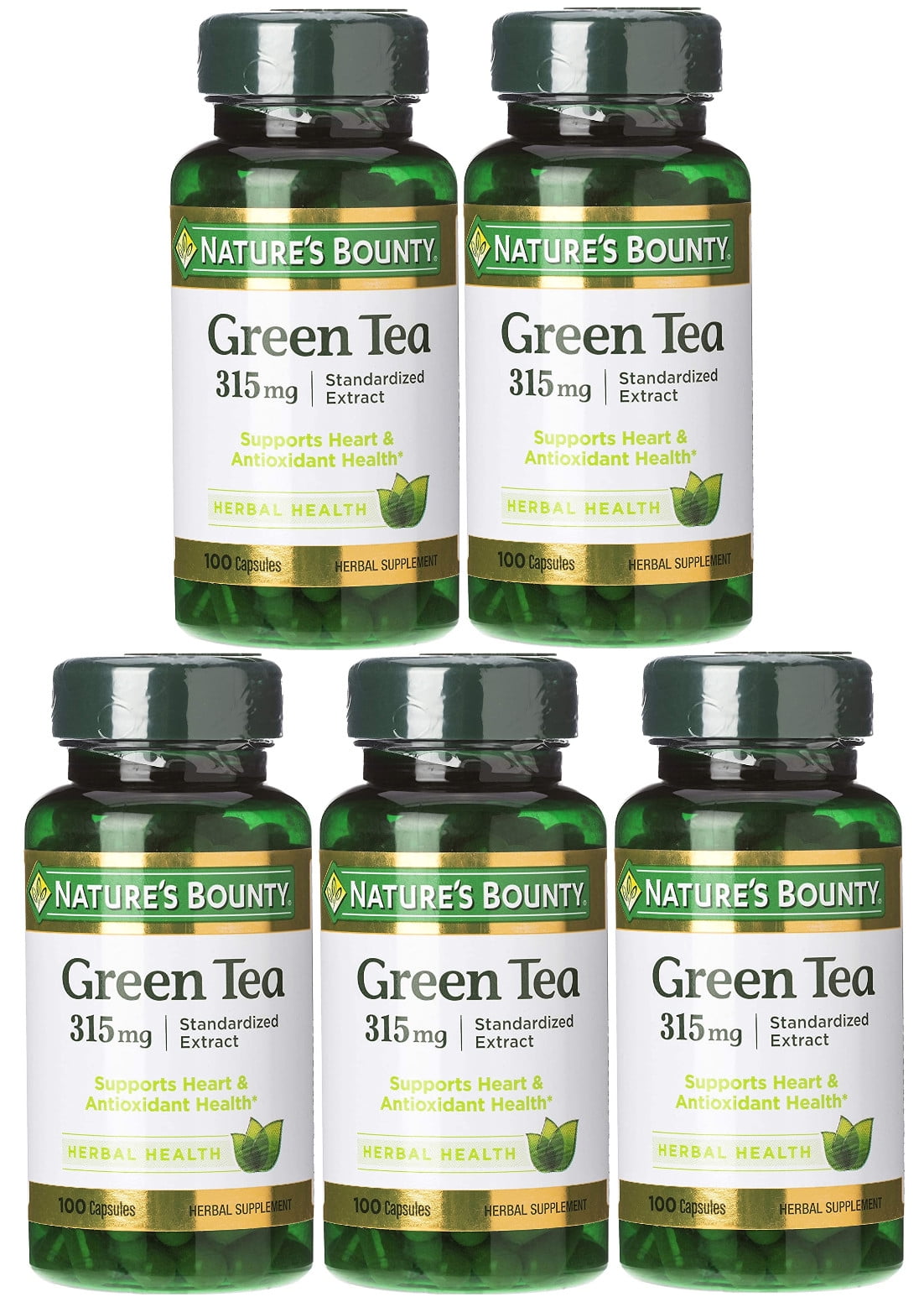 Nature's Bounty Green Tea Extract Capsules, 315 Mg, 100 Ct (5 pack