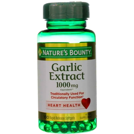 Nature's Bounty Herbal Health Odorless Garlic Extract Rapid Release Softgels, 1000 mg, 100 Ct (2 pack) (Bundle)