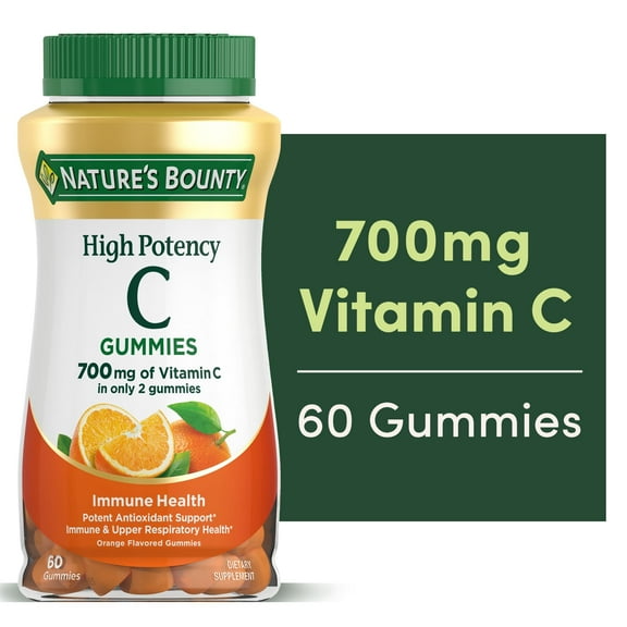 Nature's Bounty High Potency Vitamin C Antioxidant Gummies for Immune Support, 700 Mg, 60 Count
